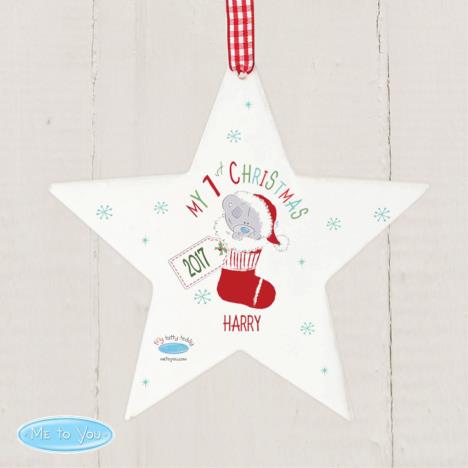 Personalised My 1st Christmas Stocking Star Decoration Extra Image 2
